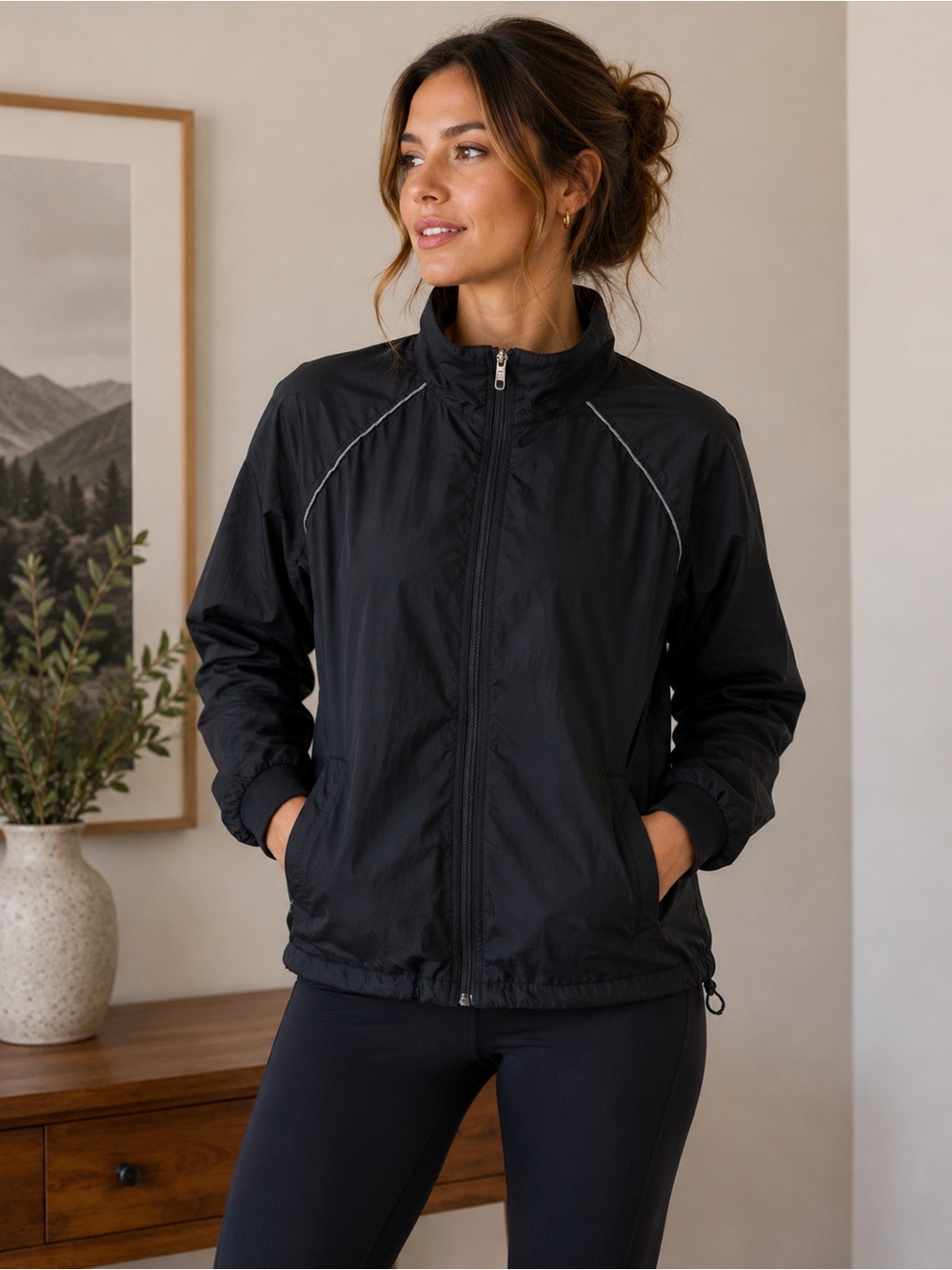 Mountain Equipment Coop Black Windbreaker Jacket Size M Outdoor Hiking